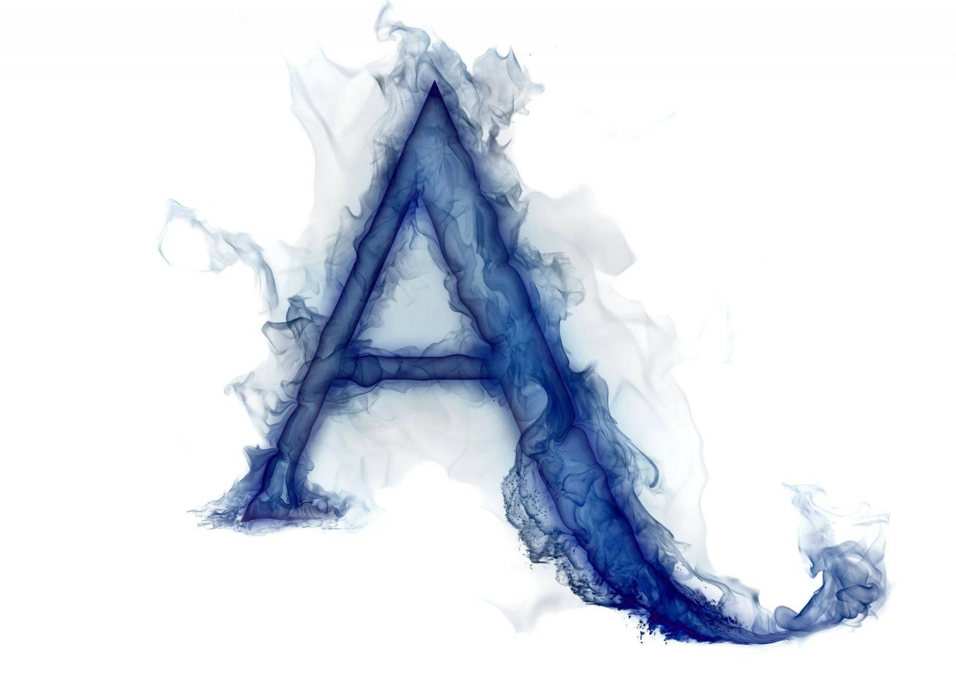 Capital Alphabet Letter A Blue Smoke