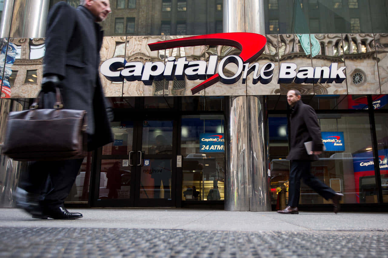 Capital One Bank In Bussiness District Background