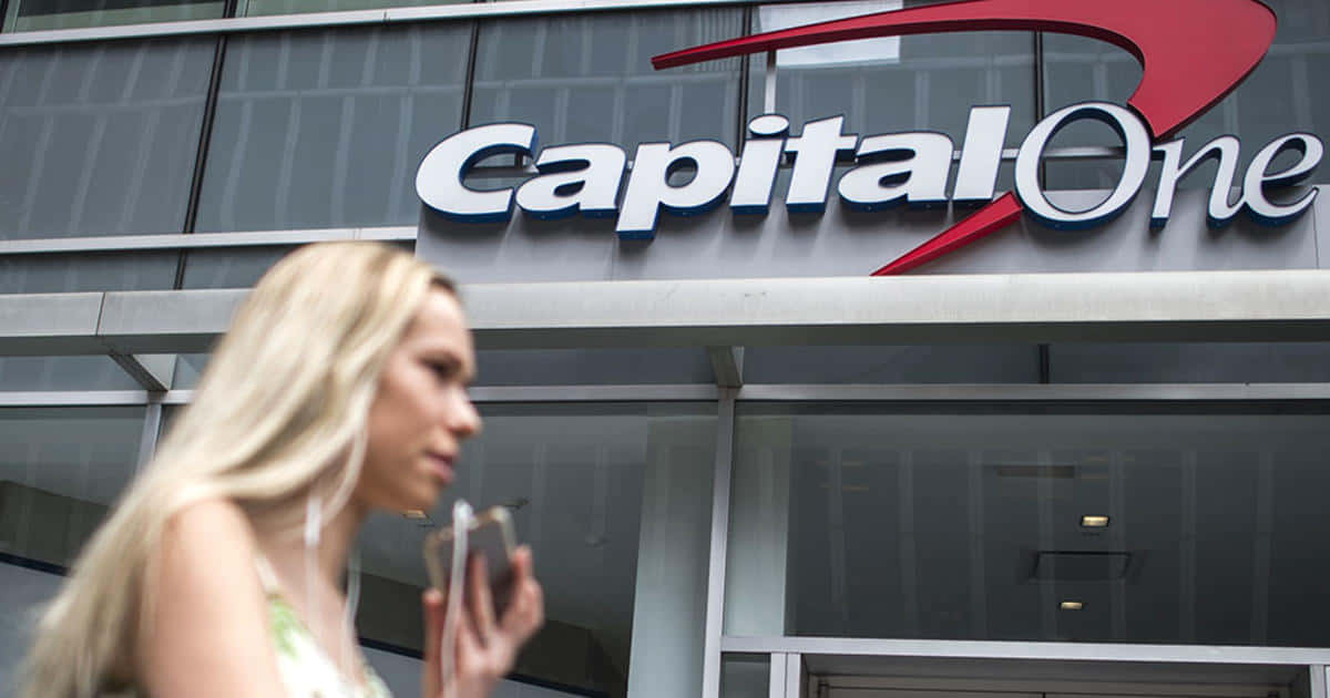 Capital One With Blonde Woman Background