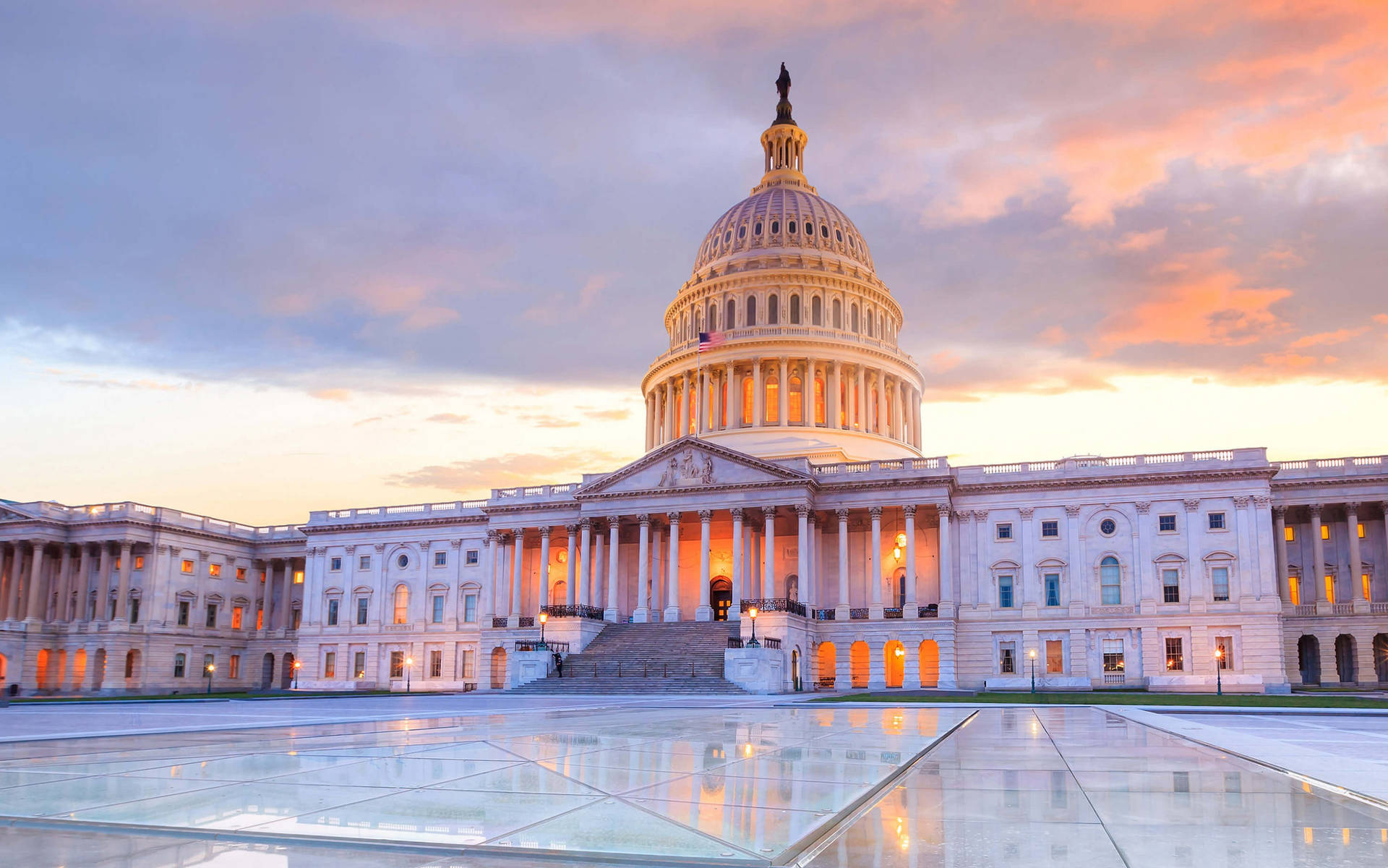 Capitol Hill Over Sunset Clouds Background