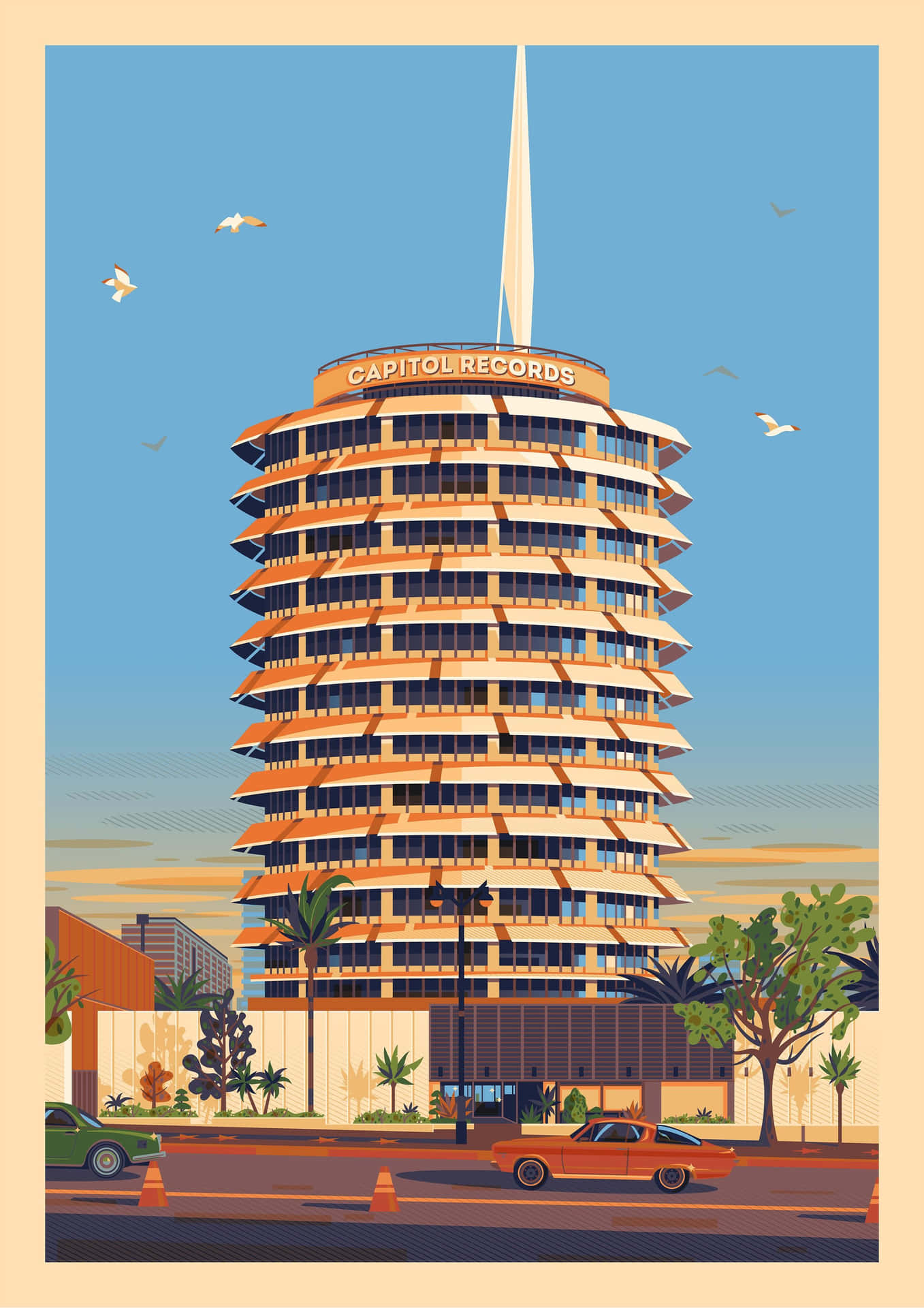 Capitol Records Building Against A Blue Sky Background