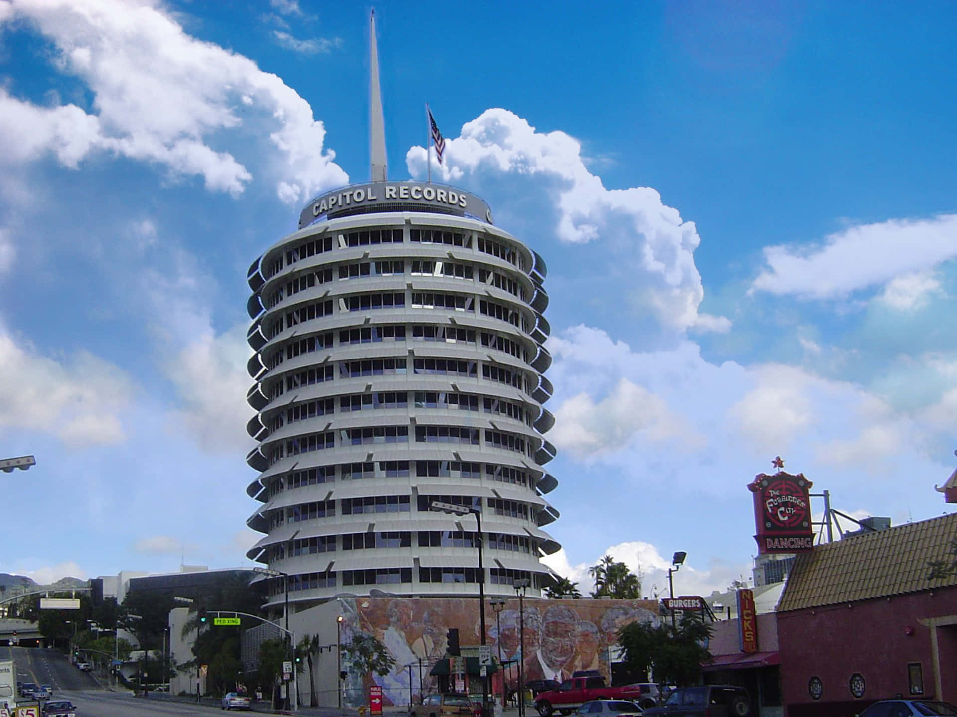 Capitol Records Building With Blue Sky