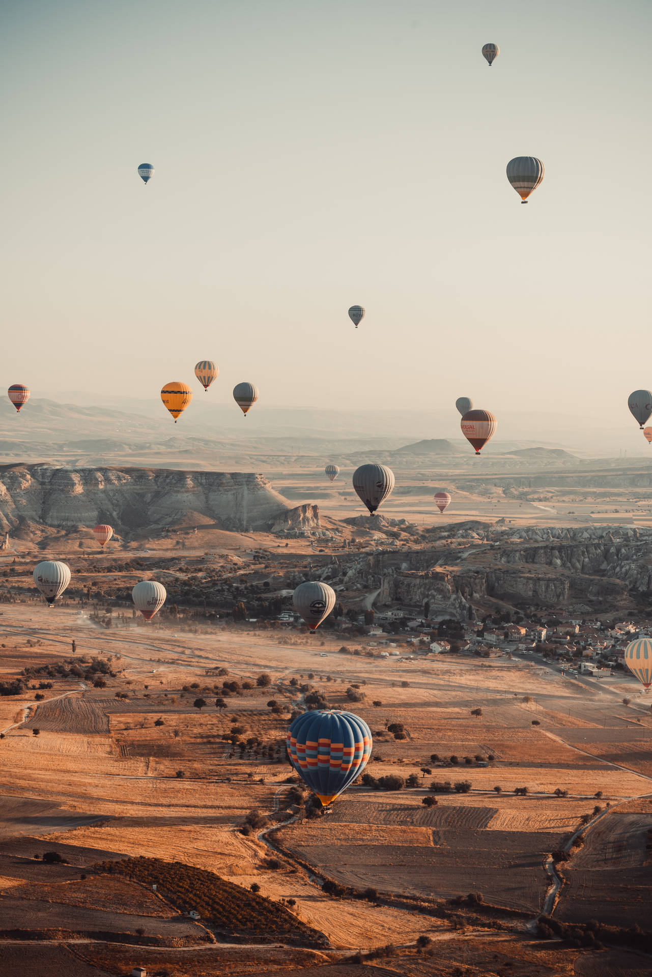 Cappadocia Balloons Flying Background