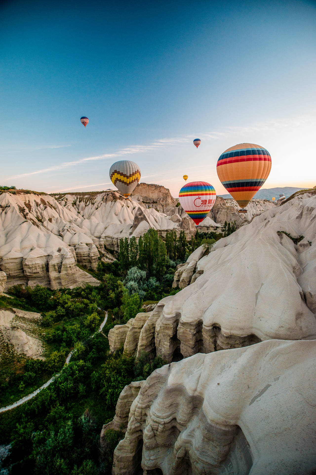 Cappadocia Balloons White Hills Background