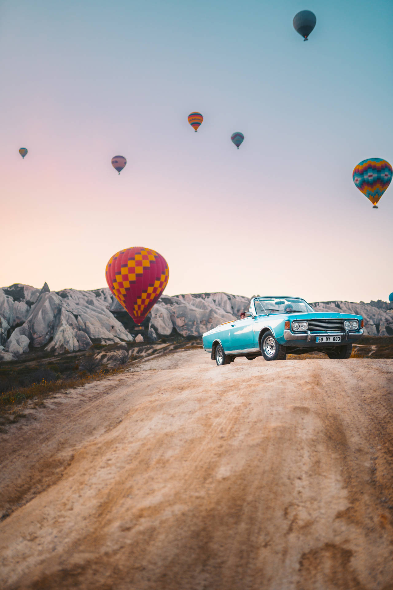 Cappadocia Blue Classic Car Background