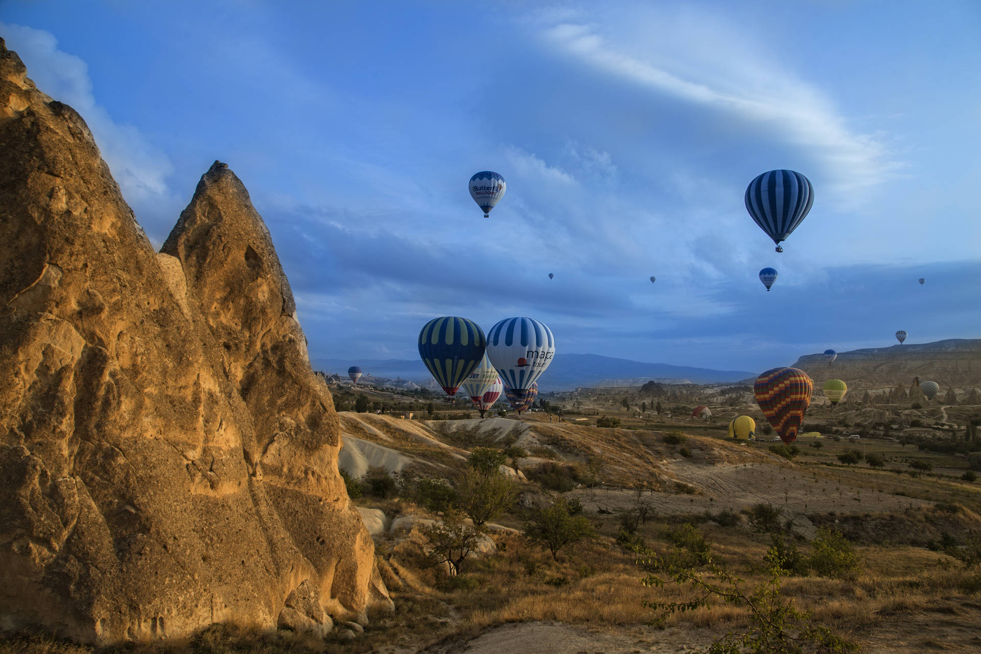 Cappadocia Blue Cloudy Sky Background