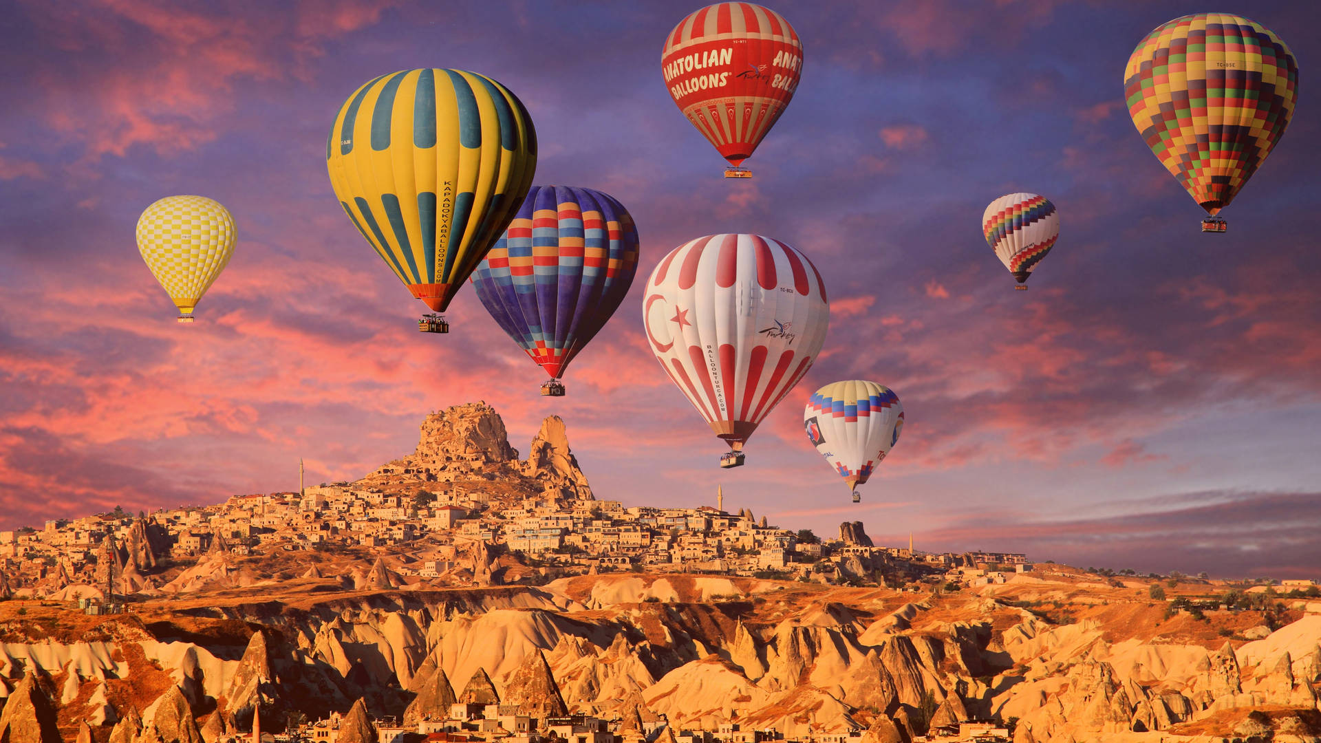 Cappadocia Sunset Rock Formations Background