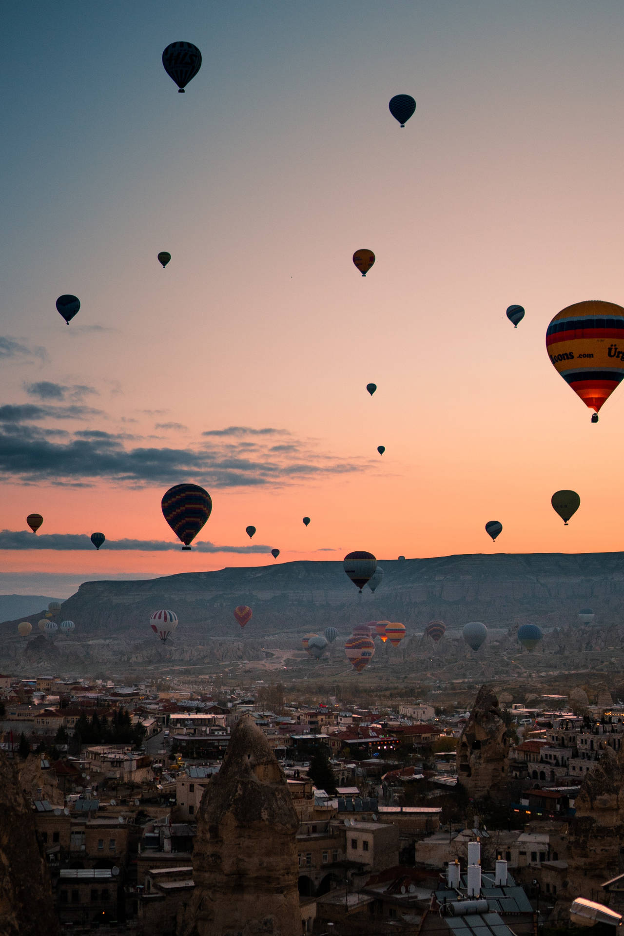 Cappadocia Sunset Wide Shot Background