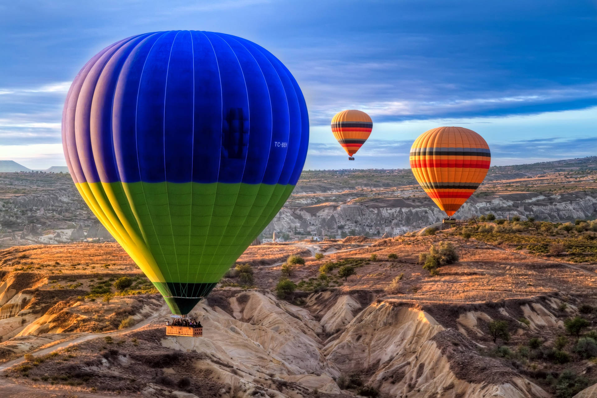 Cappadocia Three Balloons Sky