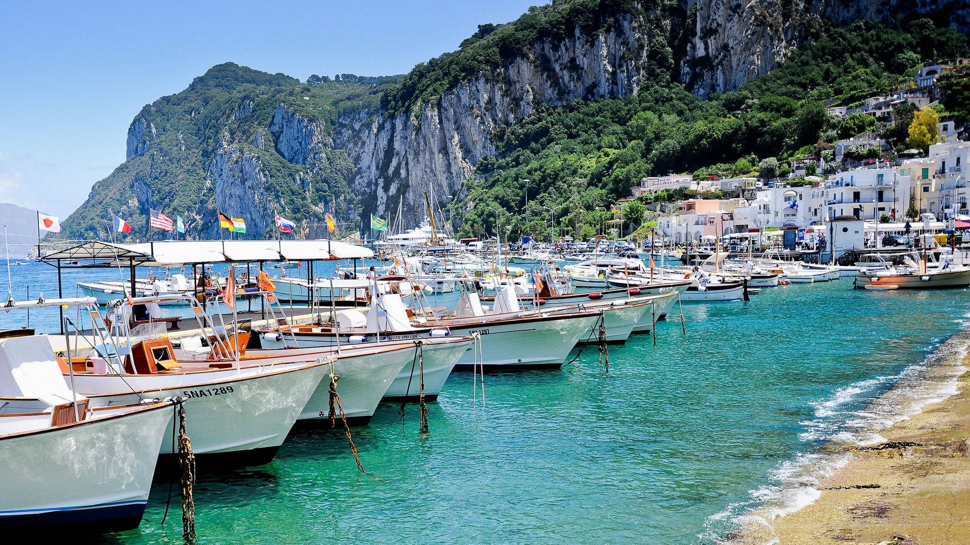 Capri Italy Anchored Boats Background