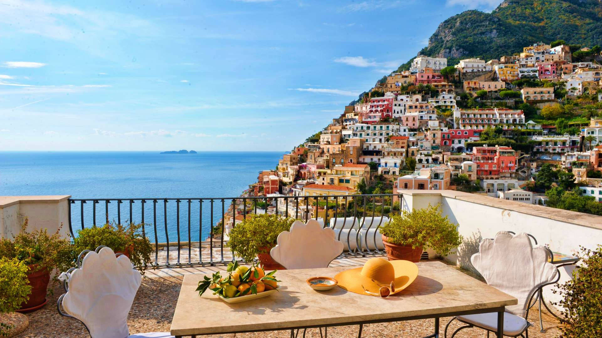 Capri Italy Balcony With Scenic View Background