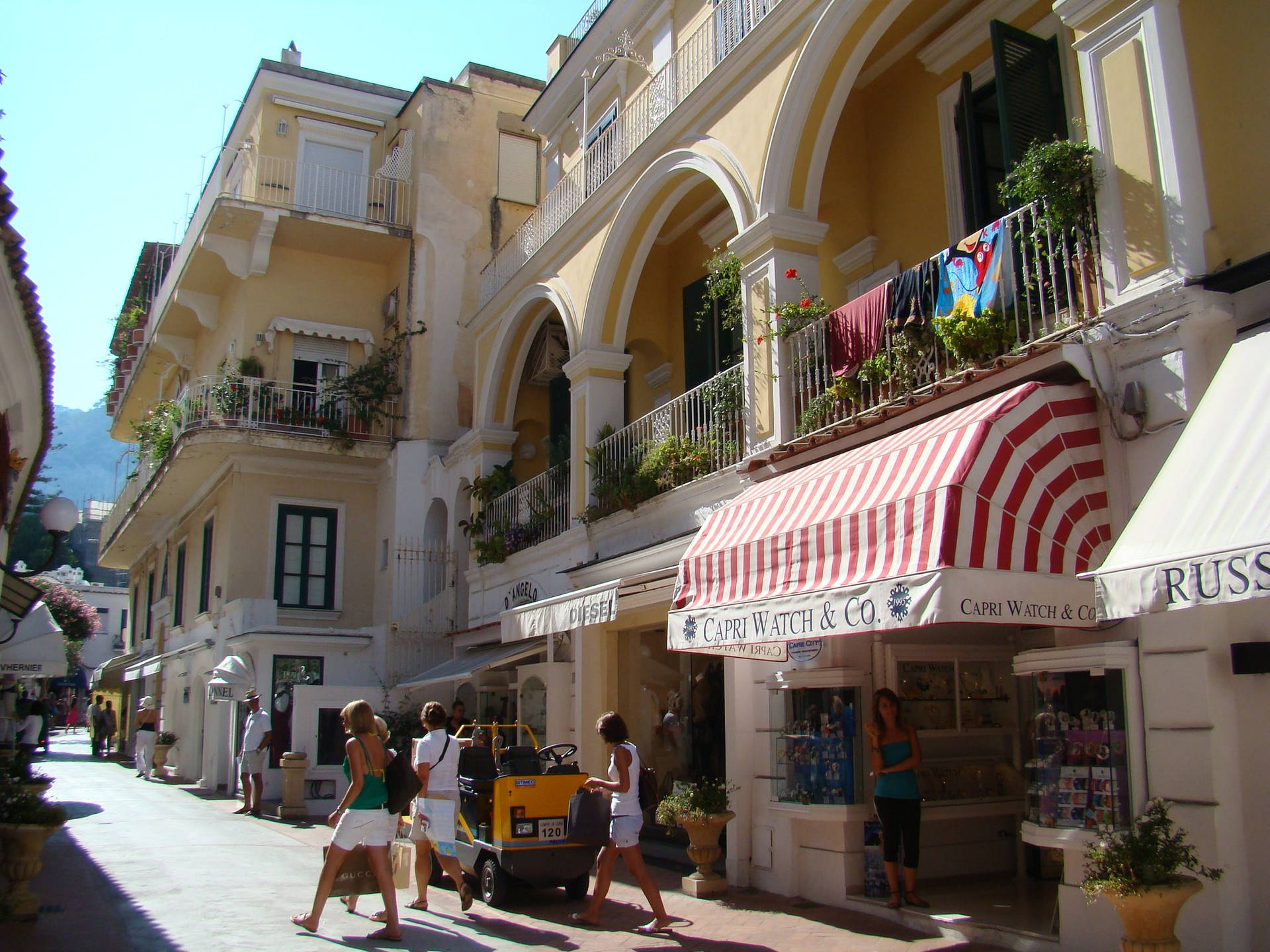 Capri Italy Cream Painted Houses Background