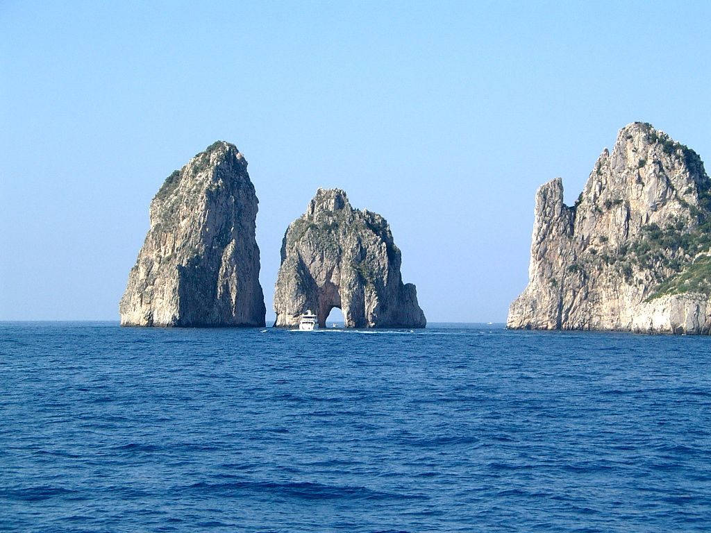 Capri Italy Famous Rock Formation Background