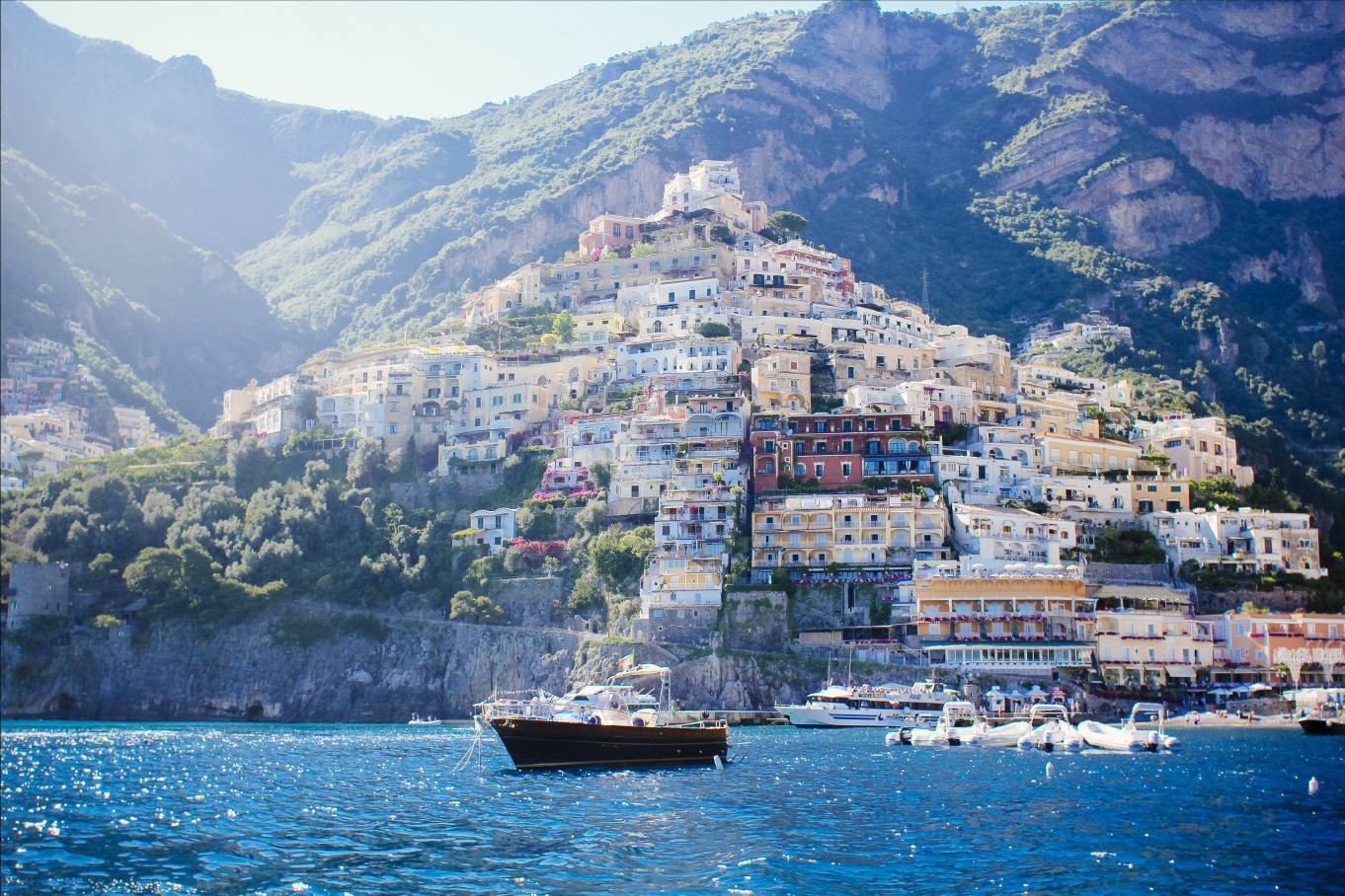 Capri Italy Houses On Mountain Slopes Background