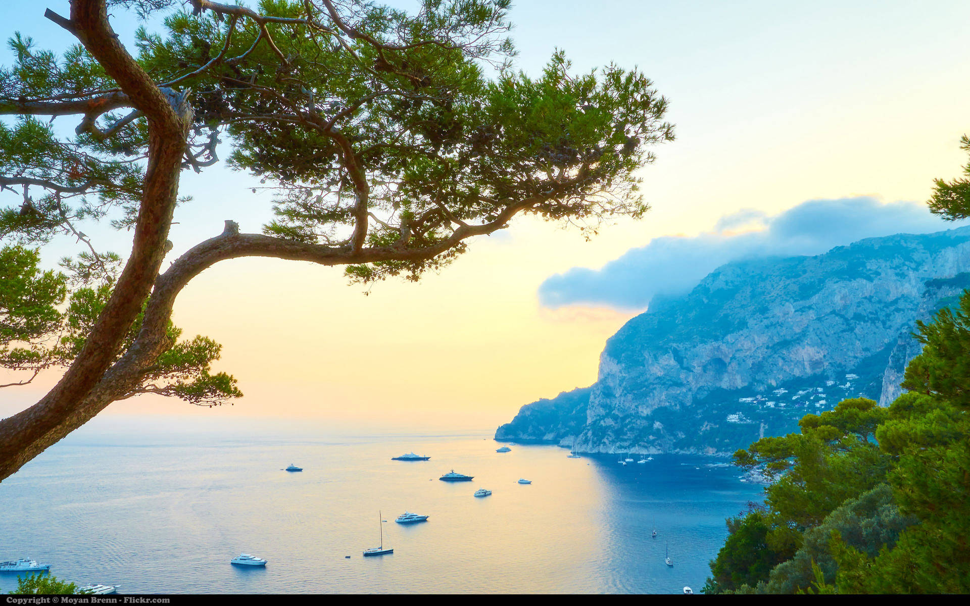 Capri Italy Ocean And Mountain Background
