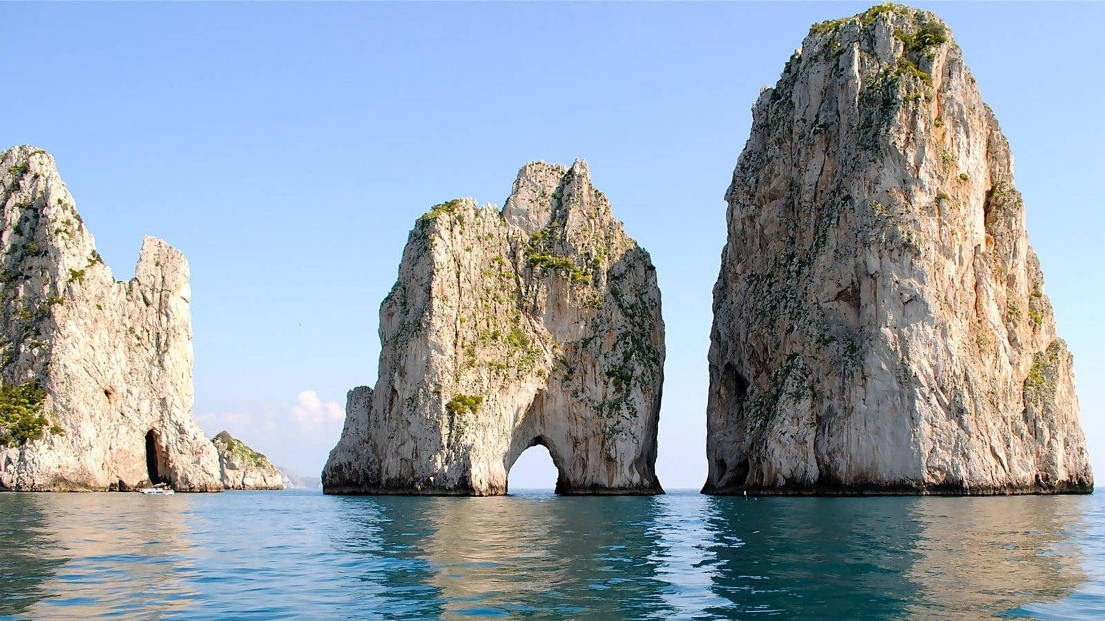 Capri Italy Rock Arch In Sea Background
