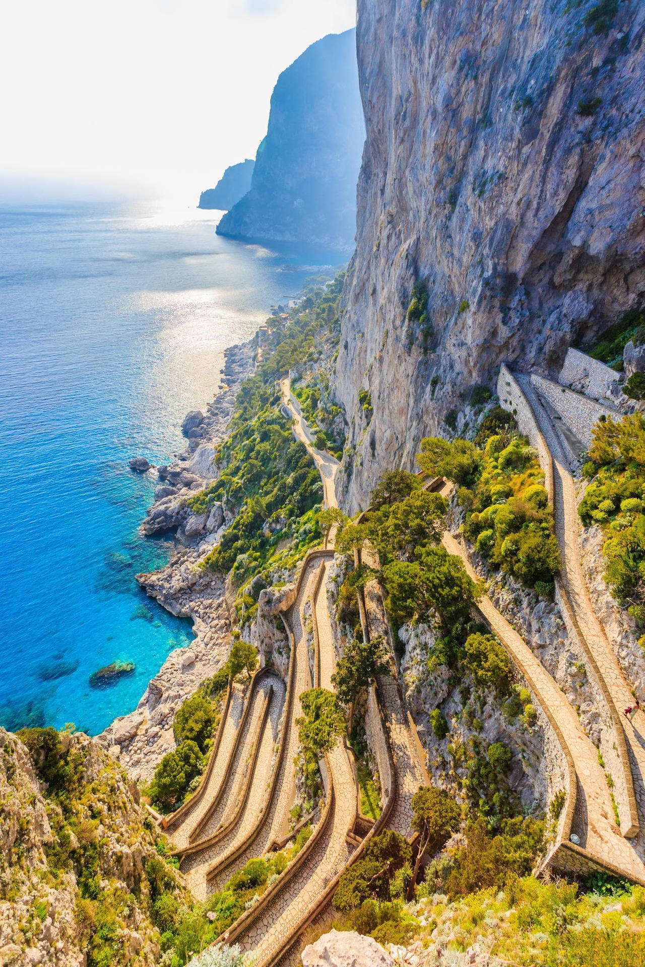 Capri Italy Zig Zag Pathway Background