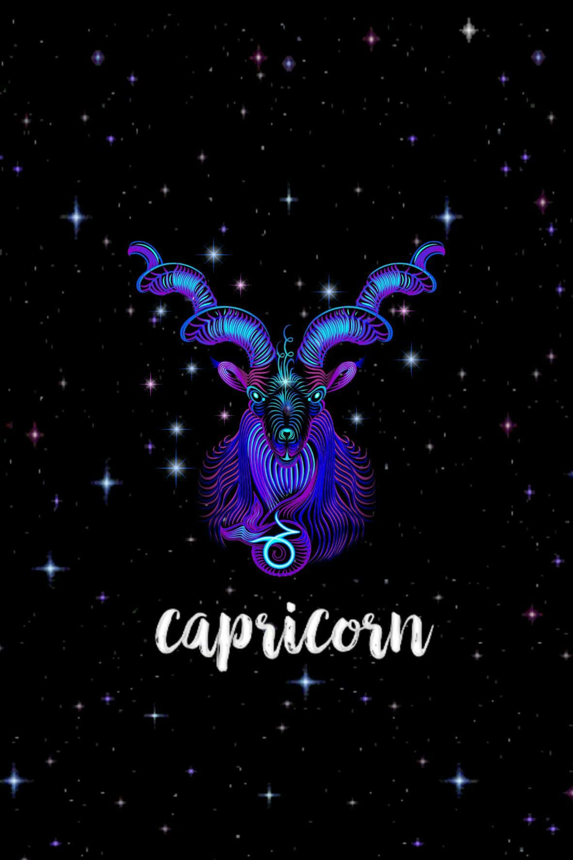 Capricorn Zodiac Sign On A Starry Background Background