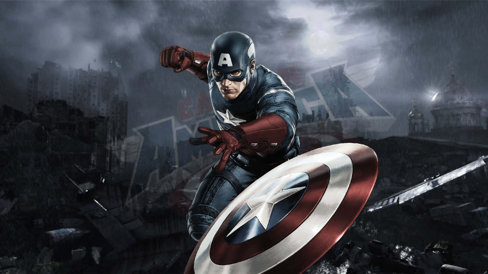 Captain America Action Pose Background