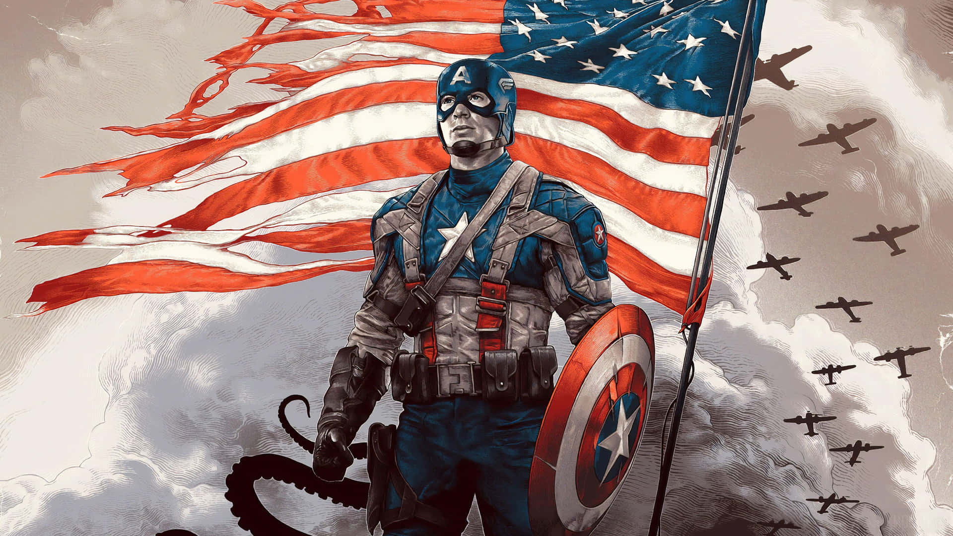 Captain America American Flag Movie Background