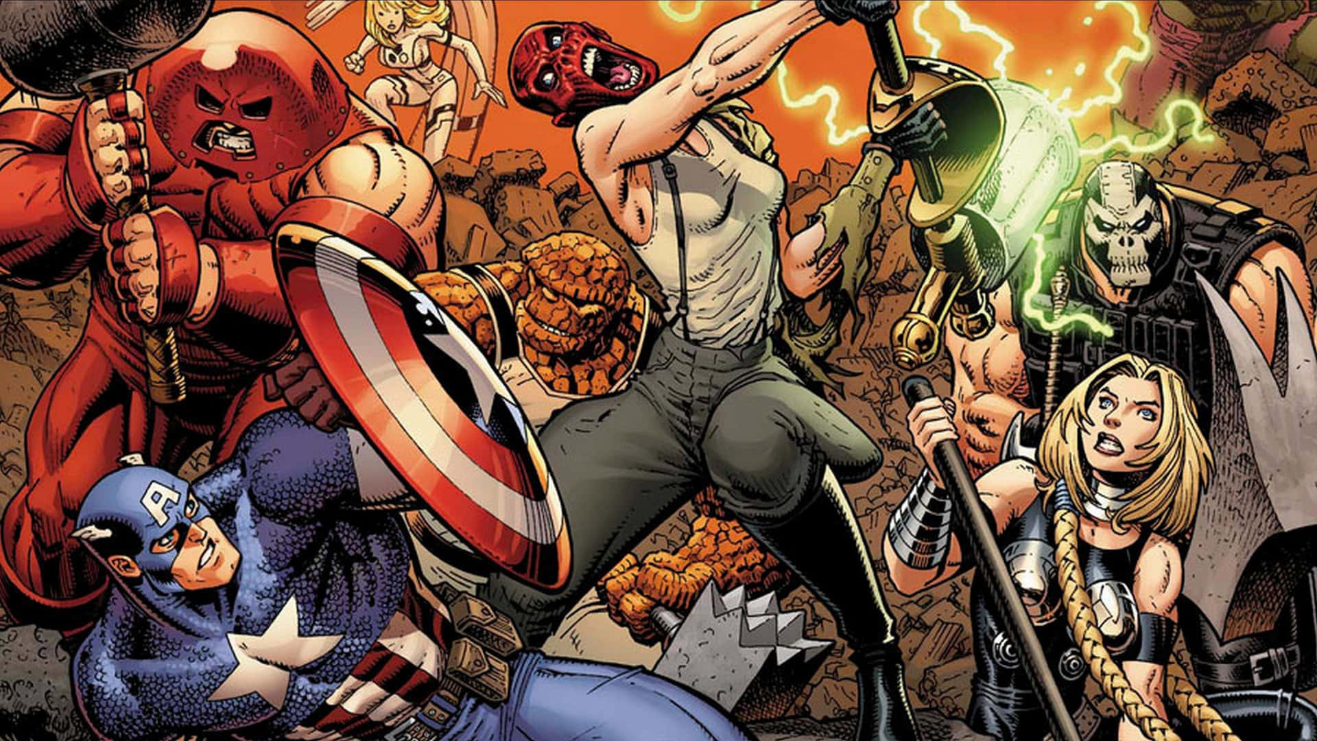 Captain America And Villains Of Marvel Comics 2560x1440 Background