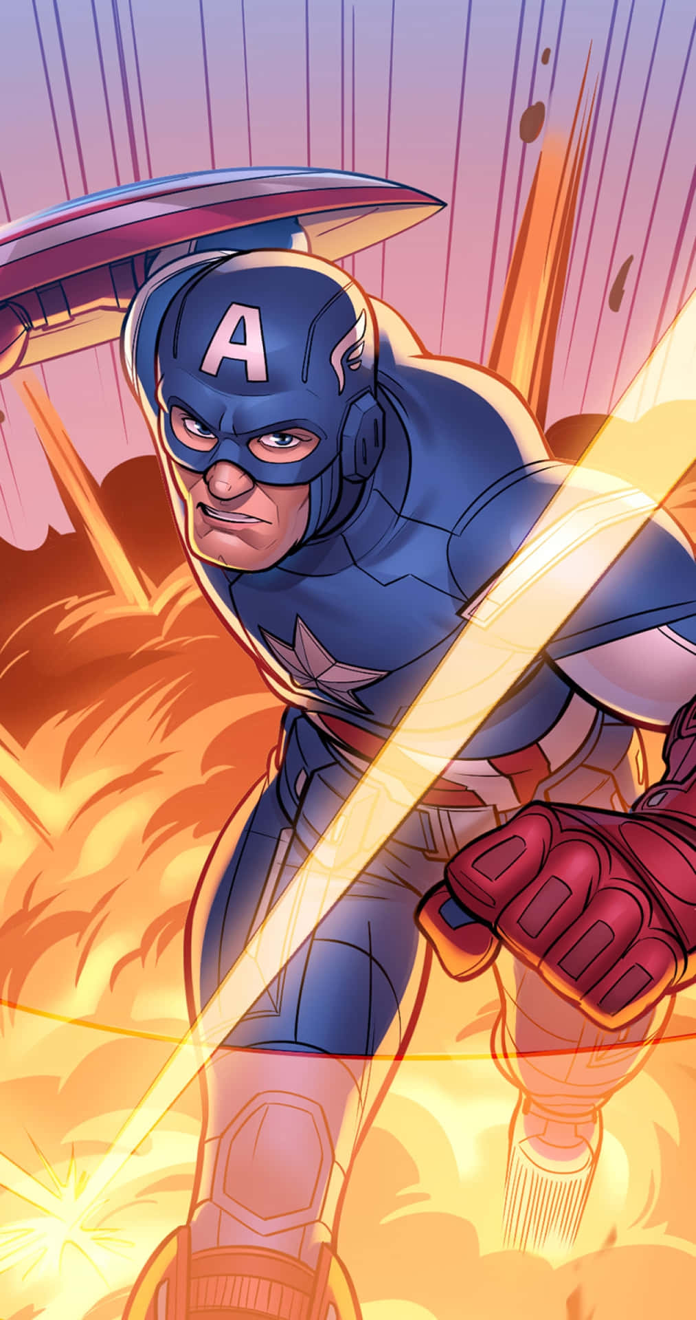 Captain America Charging Forward Illustration Background