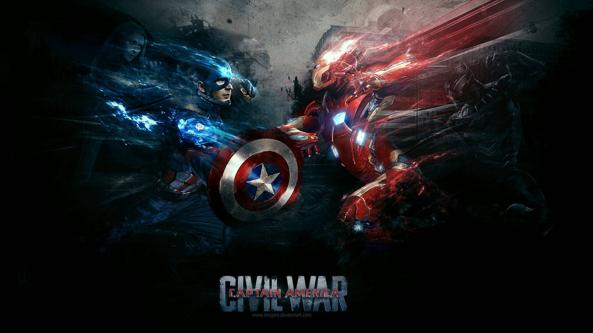 Captain America Civil War With Graphic Effects Background