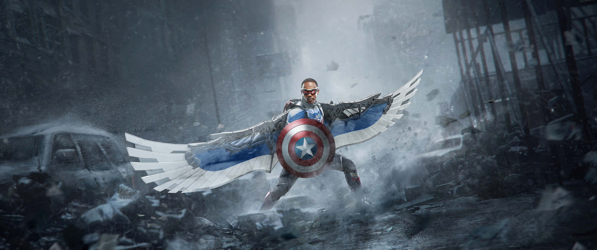 Captain America Desktop Falcon Holding Shield Background