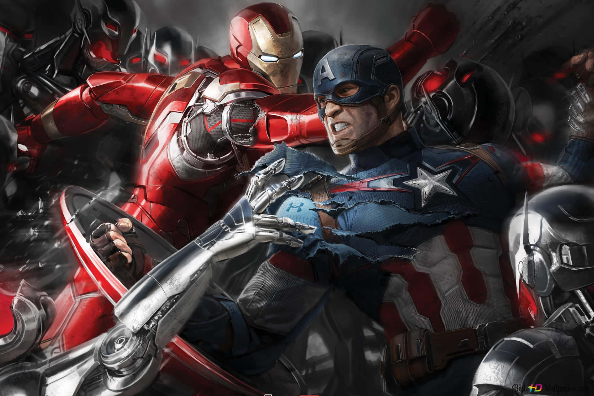 Captain America Desktop Fighting With Ironman Background