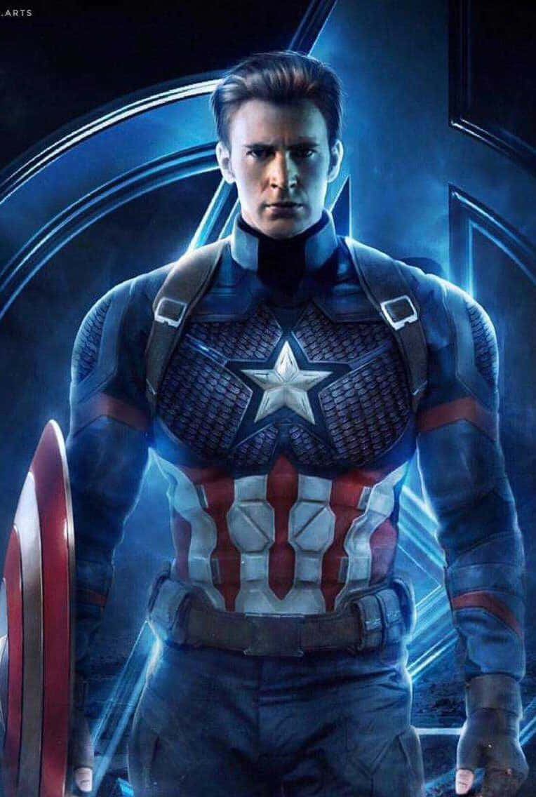 Captain America Desktop Glowing Blue Background