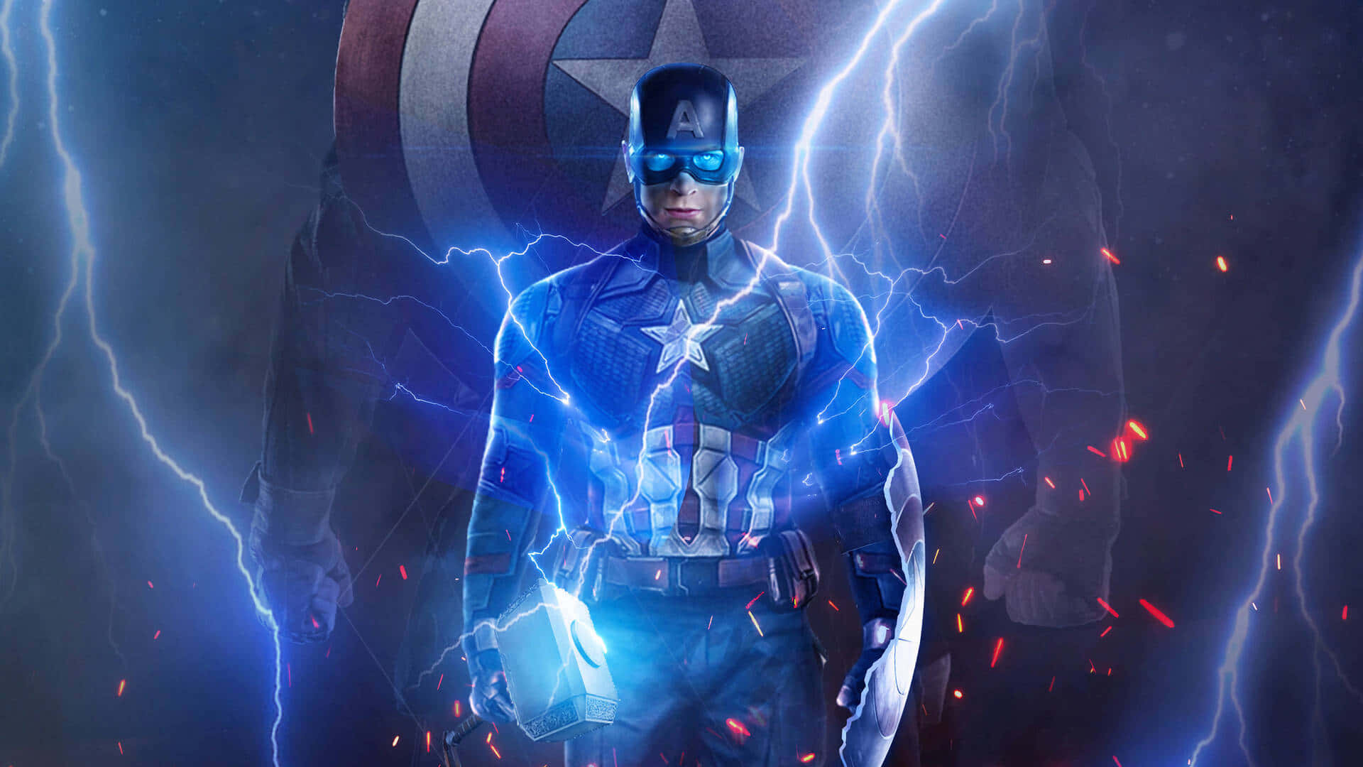 Captain America Desktop Lightning Mjolnir Background