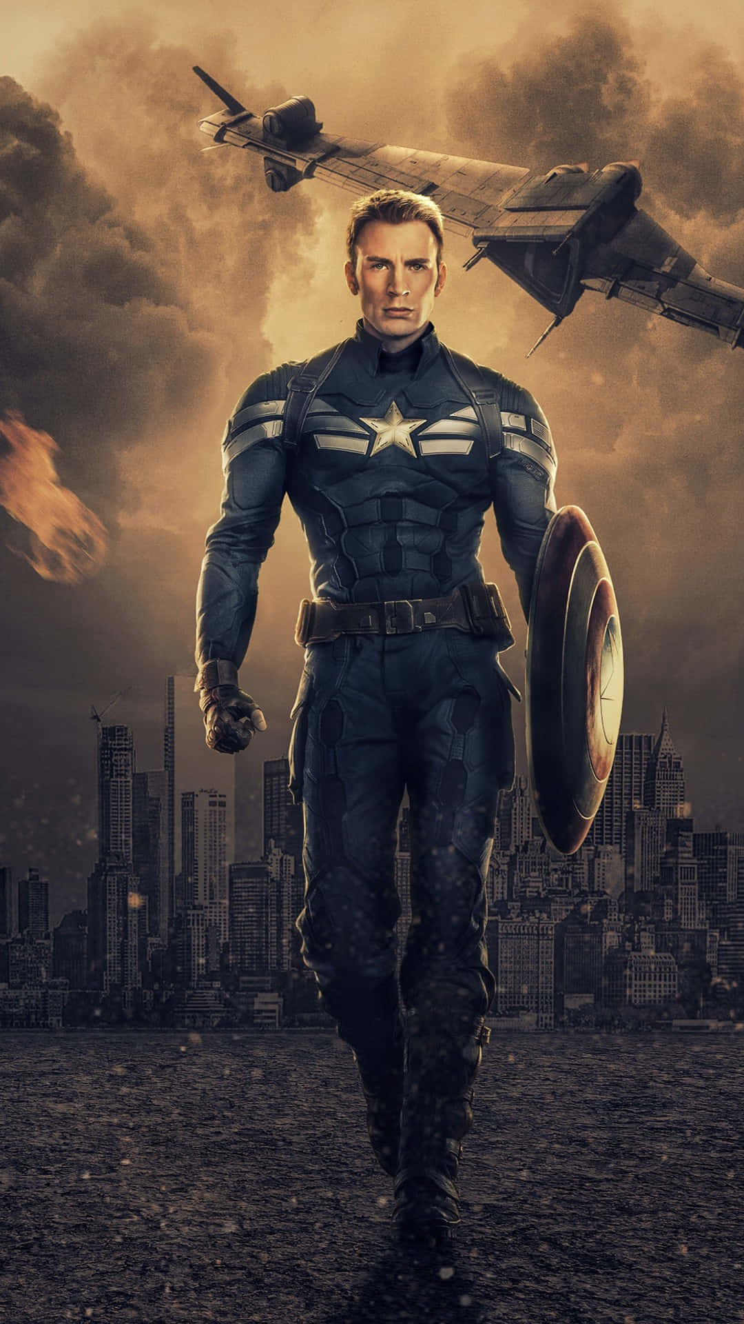 Captain America Desktop Walking Spaceship Background