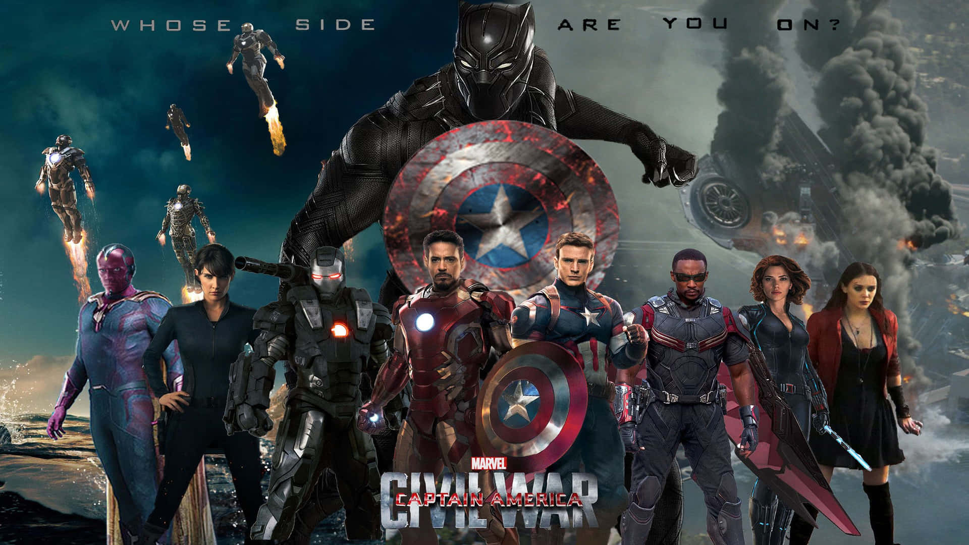 Captain America Dual Screen Civil War Factions Background
