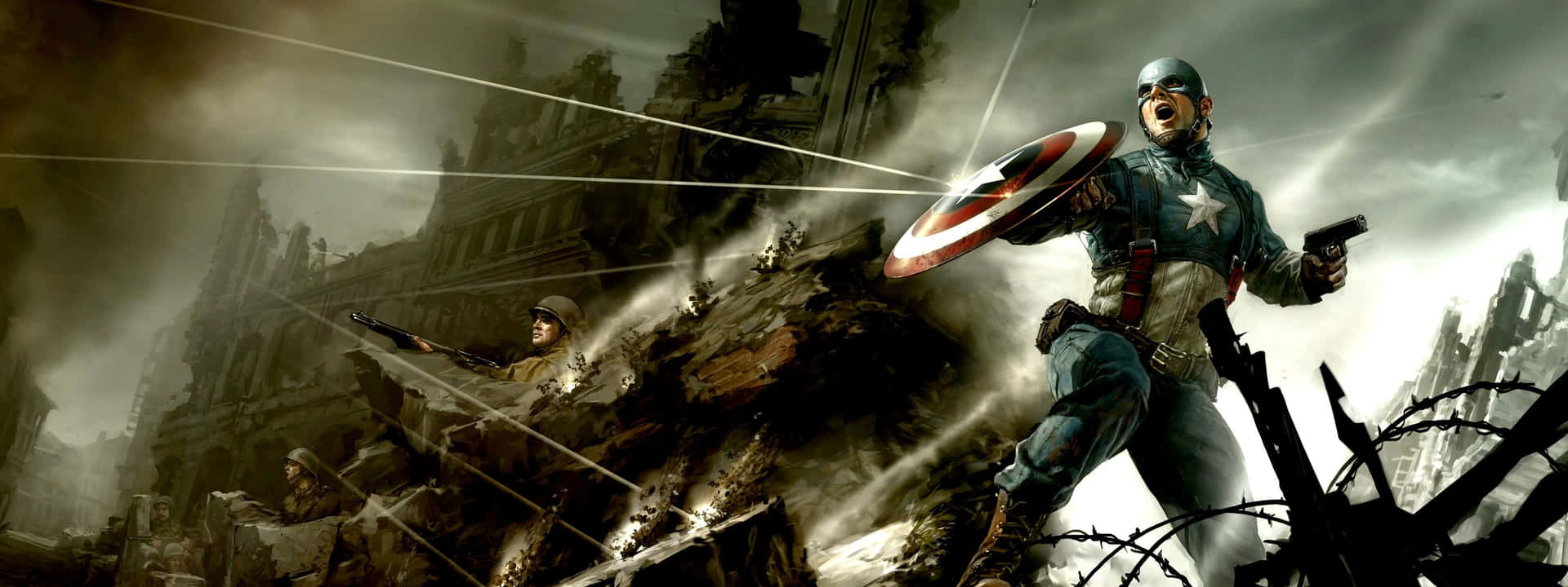 Captain America Dual Screen The First Avenger Movie Background