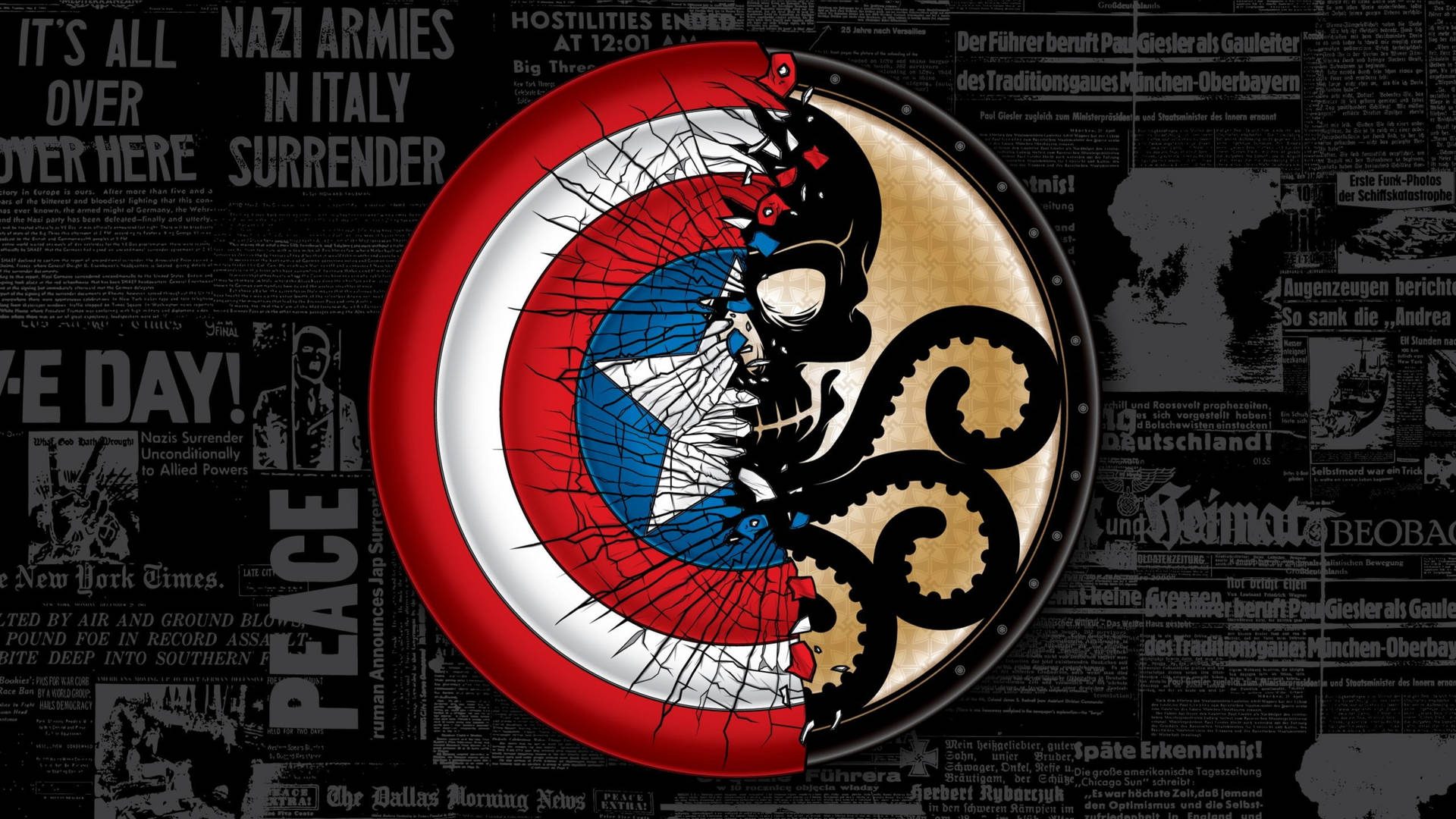 Captain America Hydra Newspaper Background