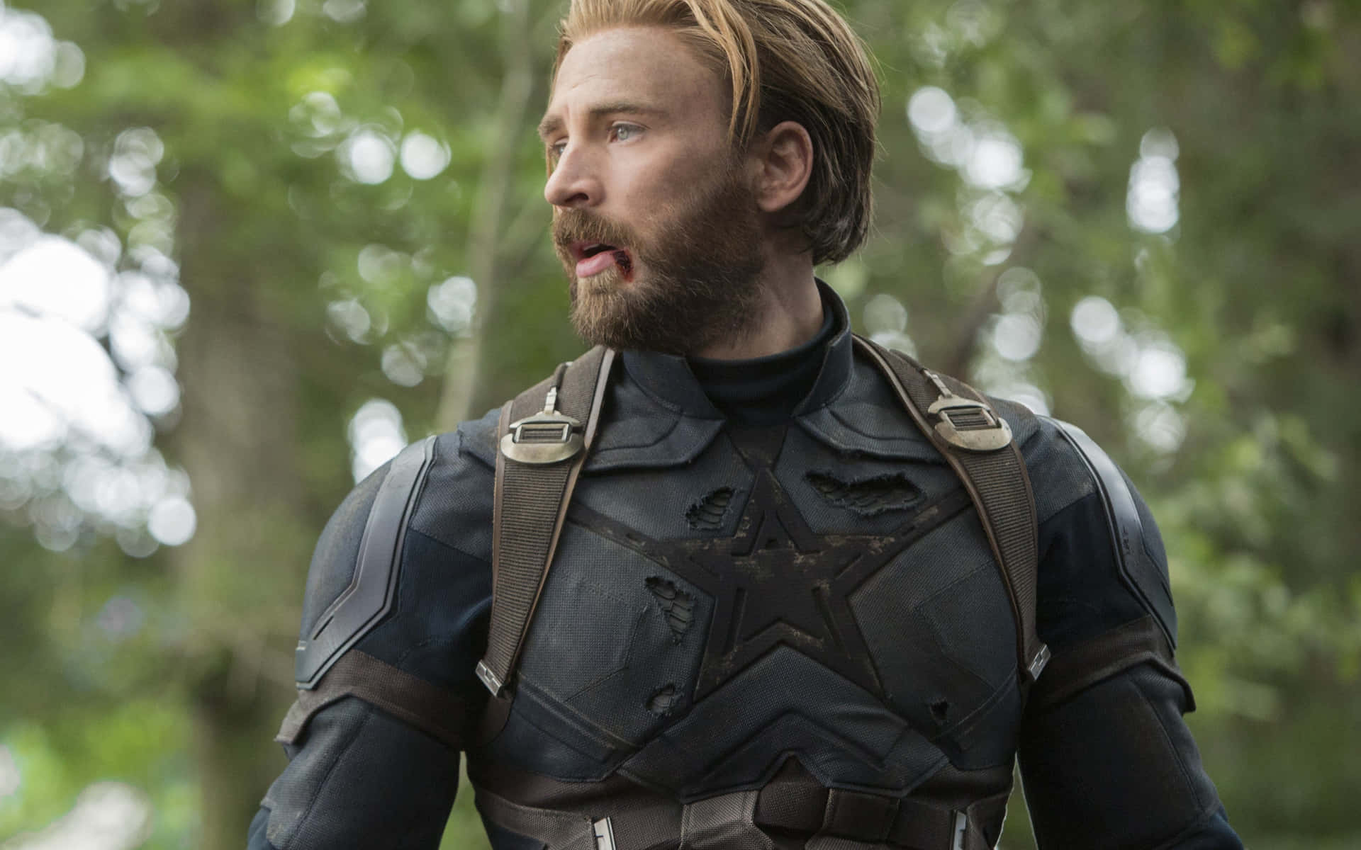 Captain America In The Woods Movie Scene