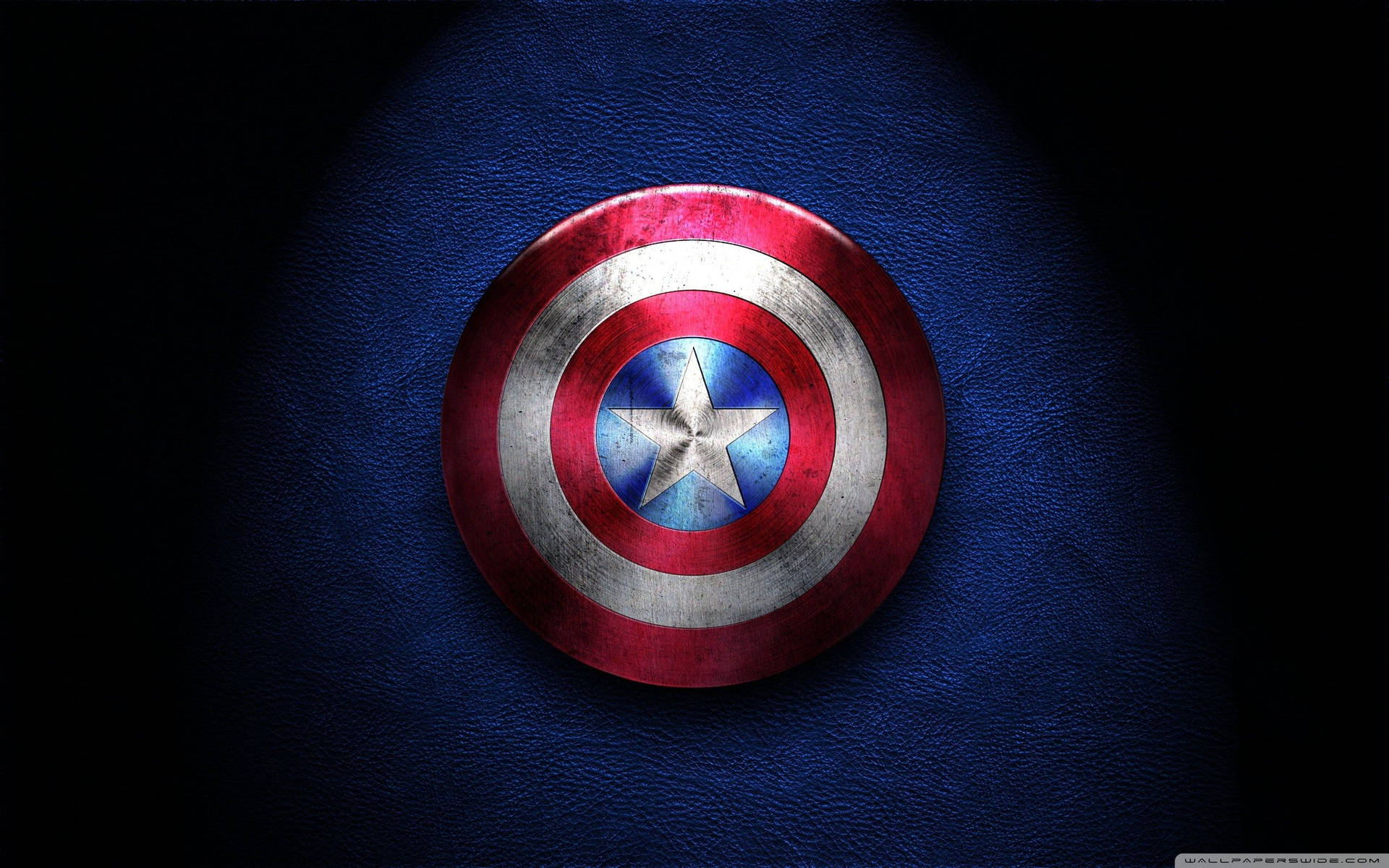 Captain America Logo On Blue Leather Background