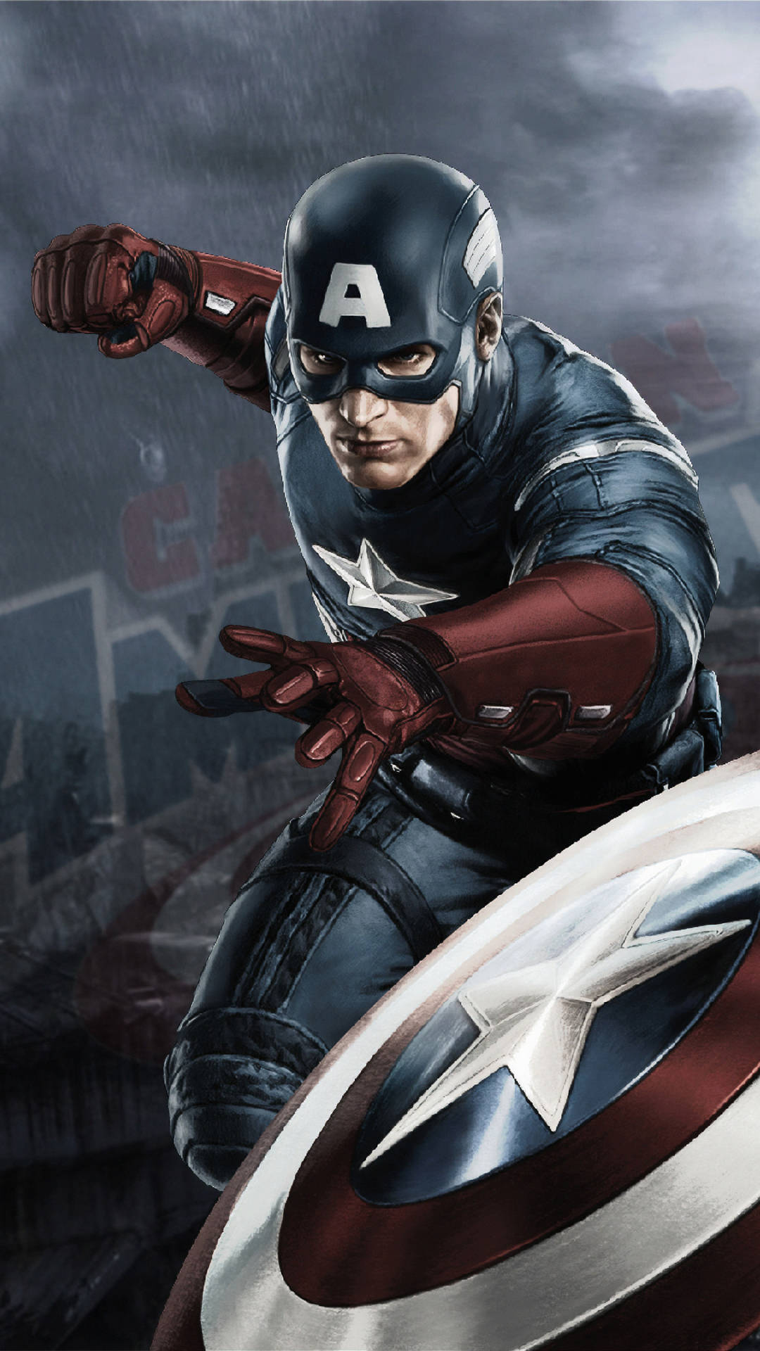 Captain America Mobile About To Punch Background