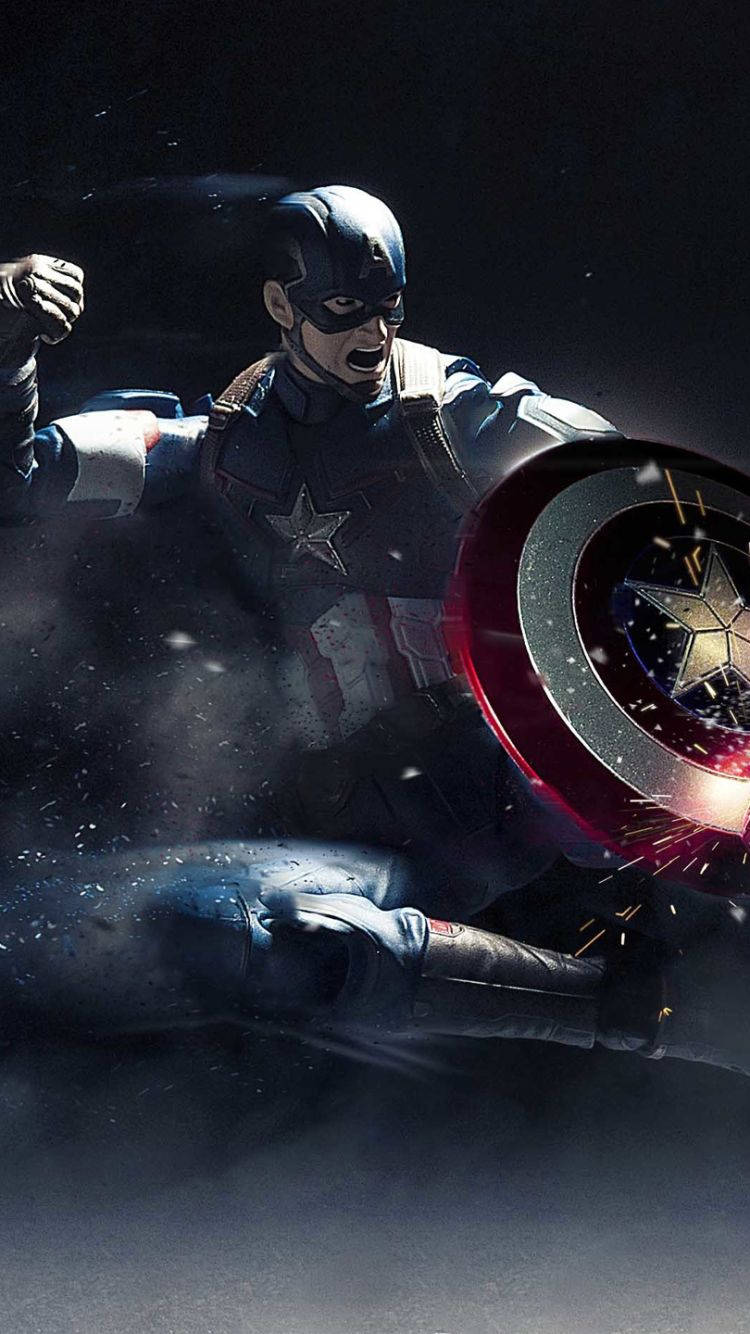 Captain America Mobile Fighting With Power Background