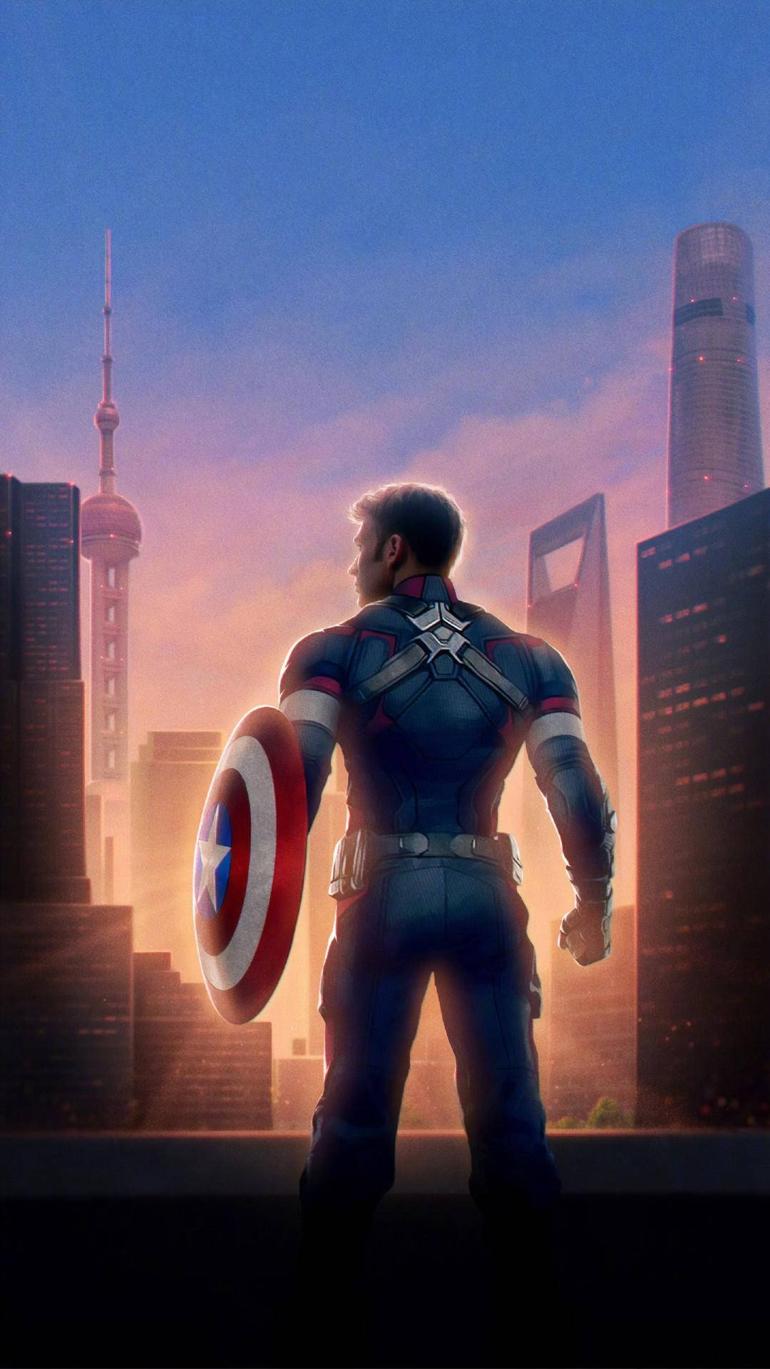 Captain America Mobile Shanghai Skyline Background