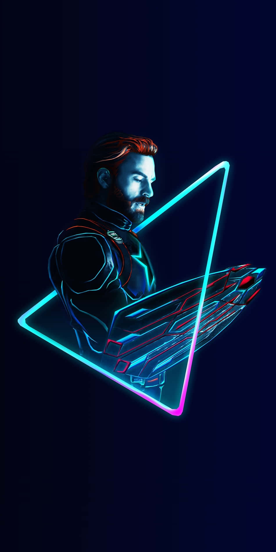 Captain America Neon Artworki Phone Wallpaper Background