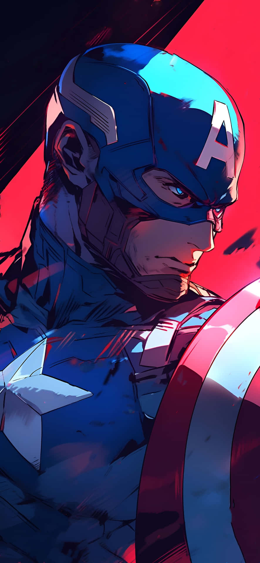 Captain America Red Blue Artwork