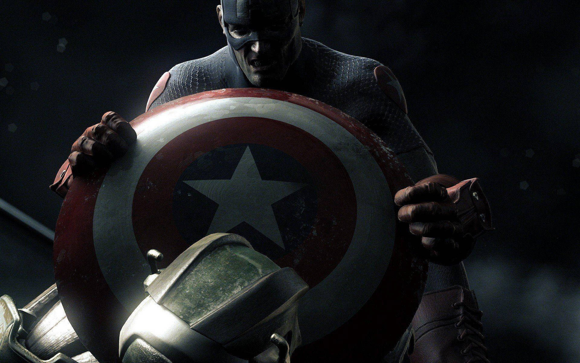 Captain America Shield Against Enemy Background