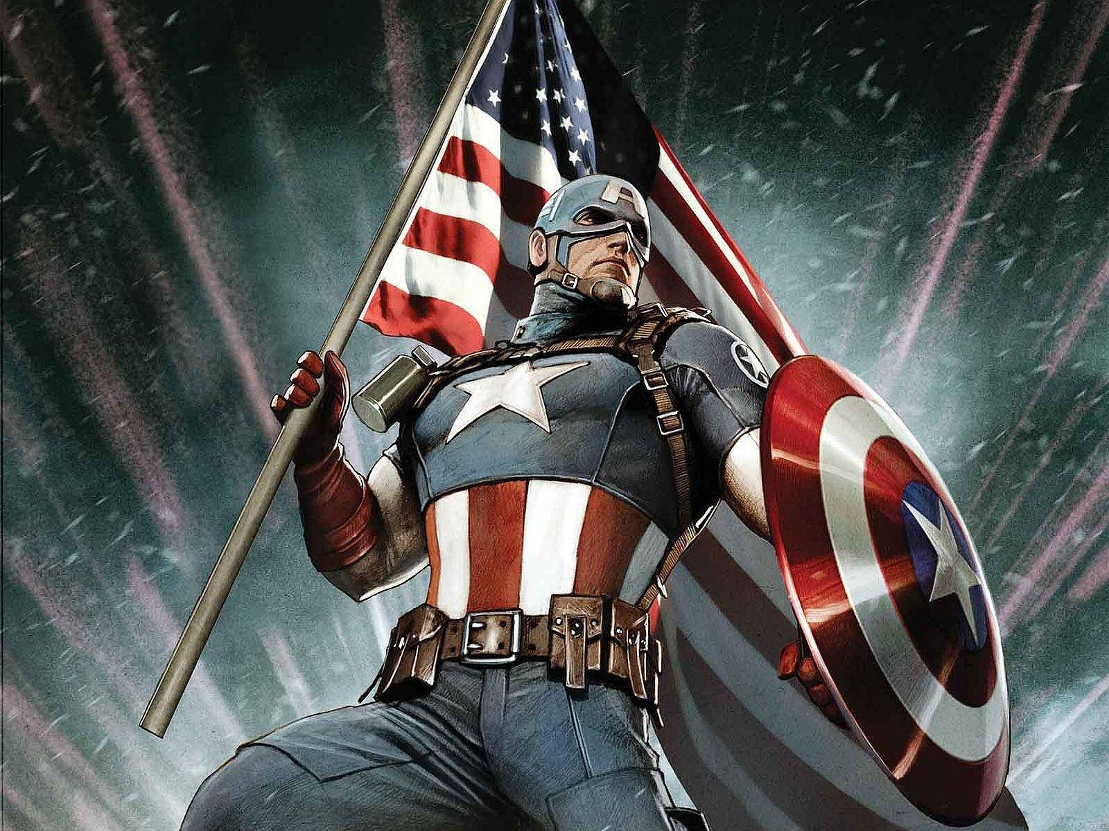 Captain America Shield And Flag Background