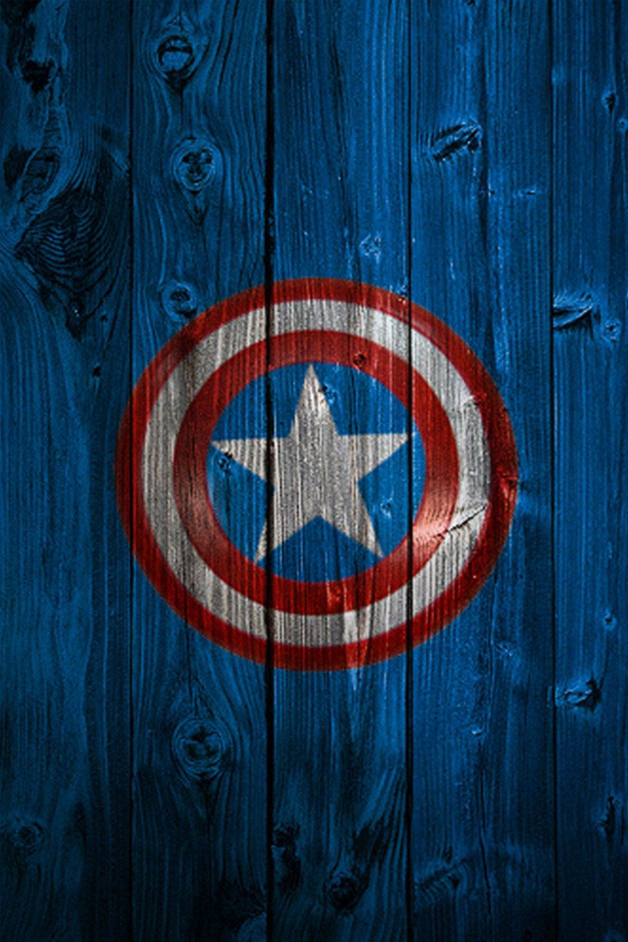 Captain America Shield Iphone Blue Aesthetic Wood Background