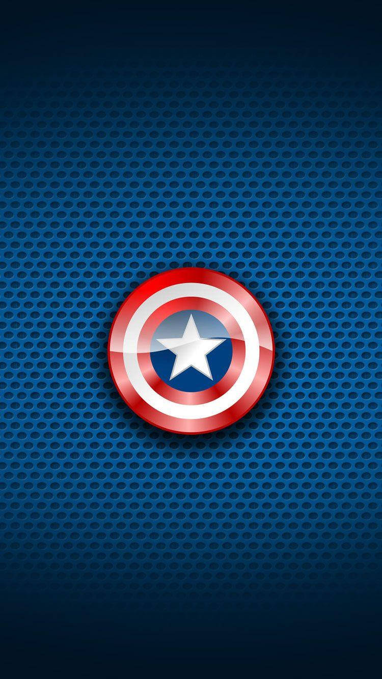 Captain America Shield Iphone On Blue Aesthetic Background