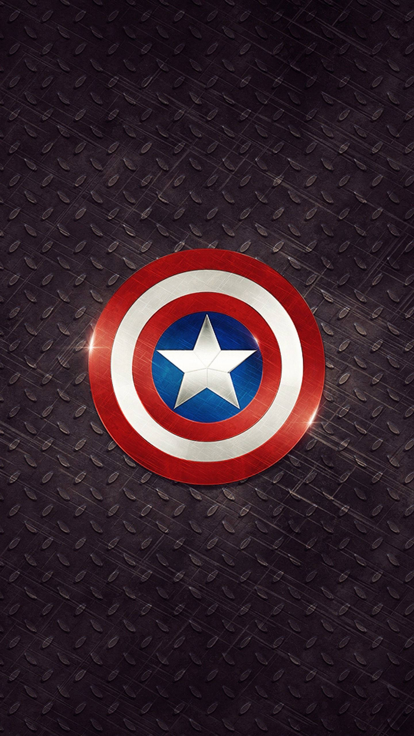 Captain America Shield Iphone On Steel Floor Background