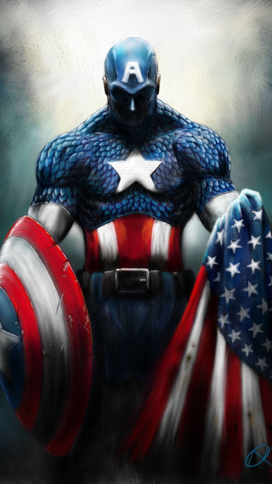 Captain America Shield Iphone Us Flag Background