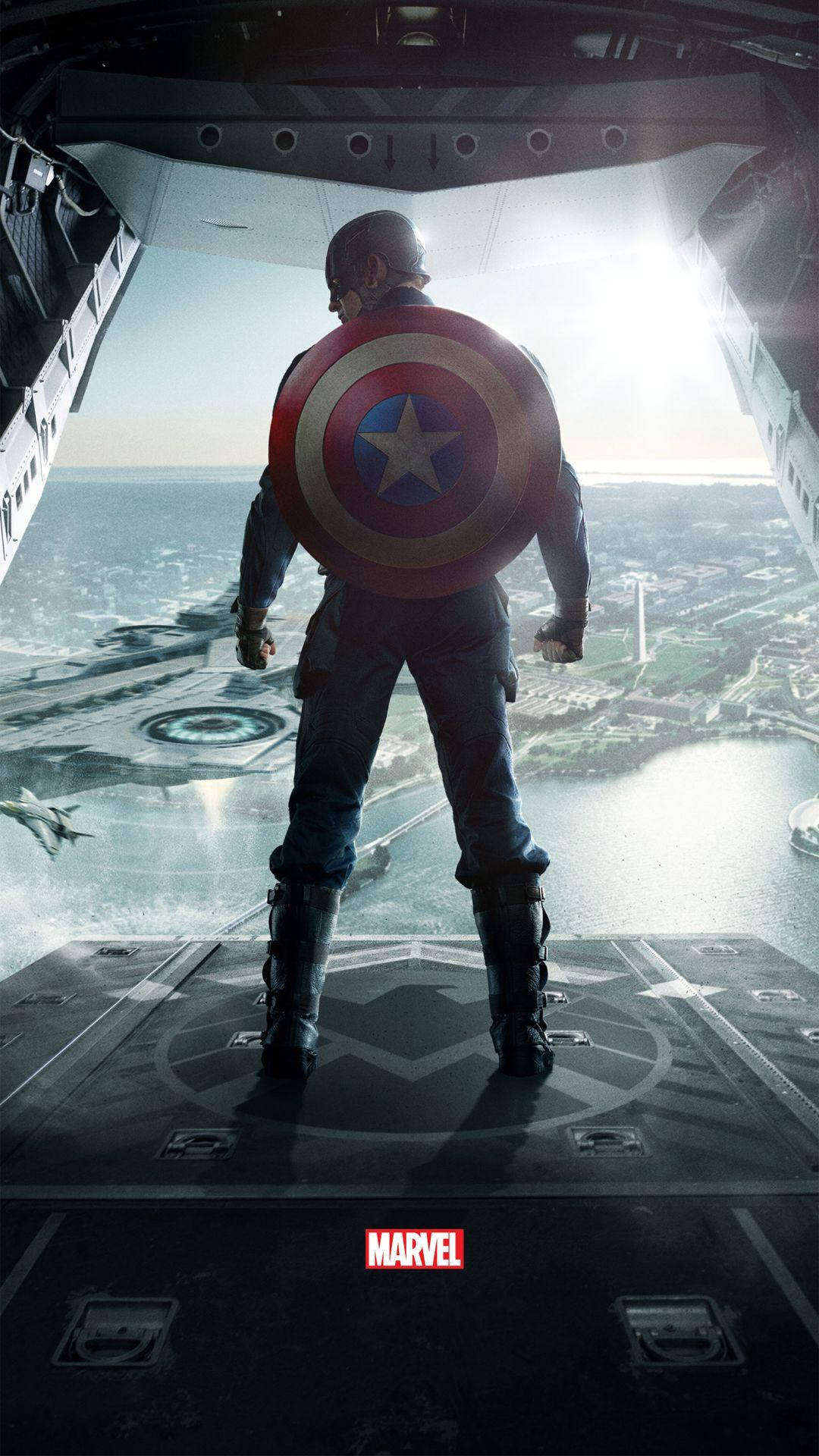 Captain America Shield On Aircraft Background