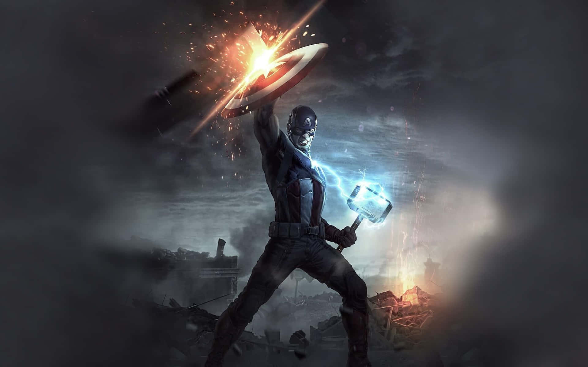 Captain America Shieldand Mjolnir Background